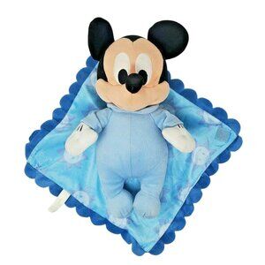 Disney Parks Baby Mickey Mouse Blue Blanket Buddy Plush Sun Retired 13”
